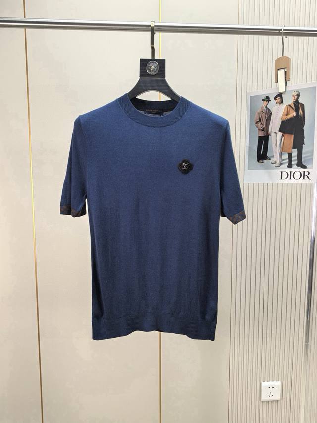 Lv. Top-Quality 2025 Spring/Summer New Knit Short-Sleeve Shirt, Made From Silk A