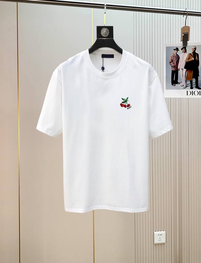 Gucci Embroidery. 2530 Spring/Summer New Fashion Round Neck Short-Sleeved High-E