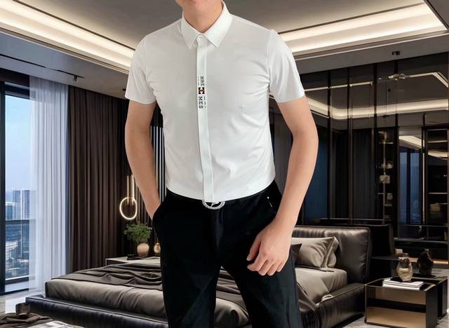 H*Rmes Herm S 2025 Early Spring New Arrival Men's Original Order Casual Short-Sl