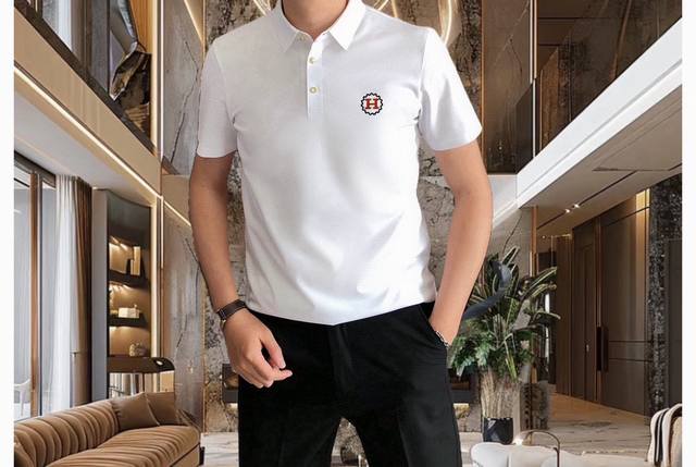 H*Rmes Herm S 2025 Spring/Summer New Arrival Men's Collared Short-Sleeve Polo Sh