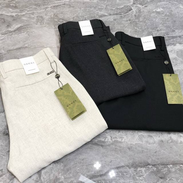 G*Cci Gucci 2025 Early Spring New Arrival Authentic Men's Business Casual Pants,