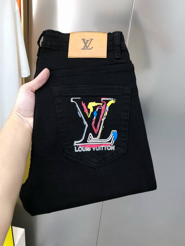 Lv Louis Vuitton 2025 Early Spring New Arrival Men's Slim-Fit Skinny Jeans Offic