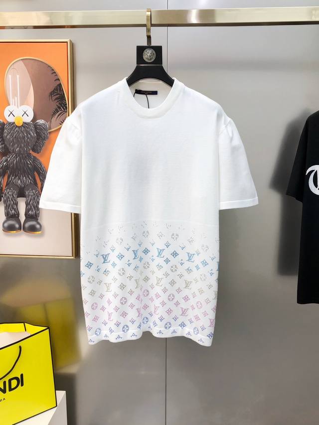 Lv Louis Vuitton 2025 Early Spring New Men's Original Round Neck Short-Sleeve Kn
