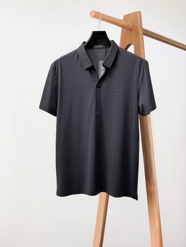 Ferragamo High-End Business Casual Short-Sleeve Shirt With Collar, Must-Have Ite