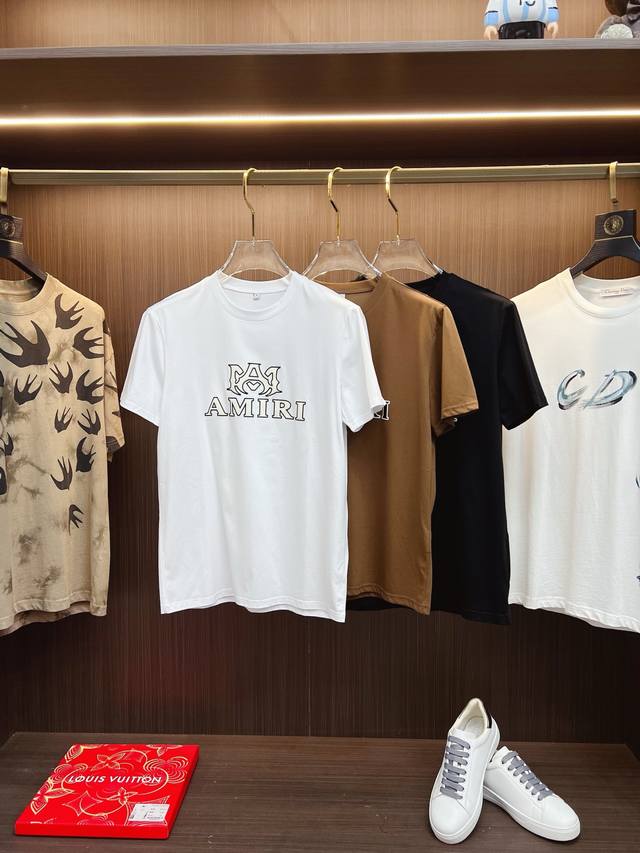 Amiri 2025Ss Spring/Summer Newest Round Neck Fashion Short Sleeve T-Shirt,,!,,Lo