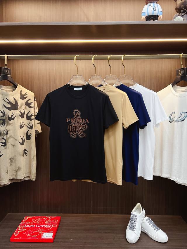 Prada 2025 Ss Spring/Summer New Arrival Round Neck Fashion Short-Sleeve T-Shirt,