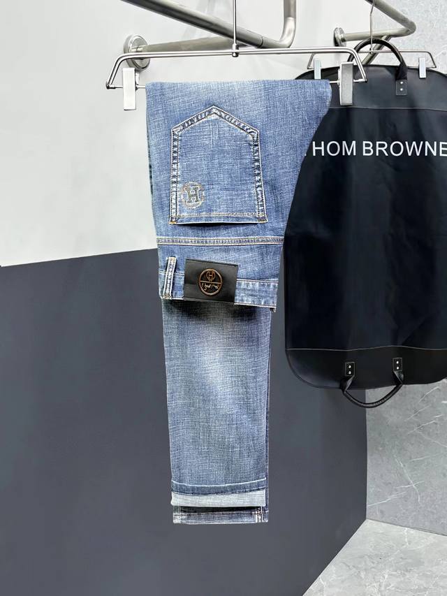 Herm S 2025 Official Website High-End New Arrival Authentic Denim Pants, 100% Au