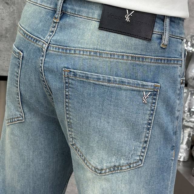 Ysl Saint Laurent 2025Ss Spring/Summer New Men's Denim Pants, Made From Premium