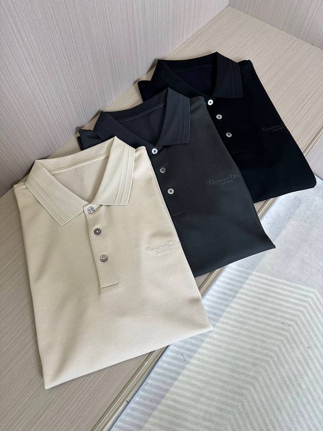 Cd Dior 2025 Spring/Summer New Arrival Collared Polo Shirt With 3D Embroidered B