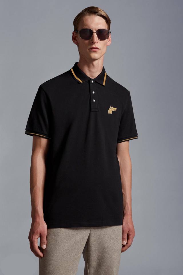 Aimajia 2025 Spring/Summer New Horse Head Embroidered Logo Men's Collared T-Shir