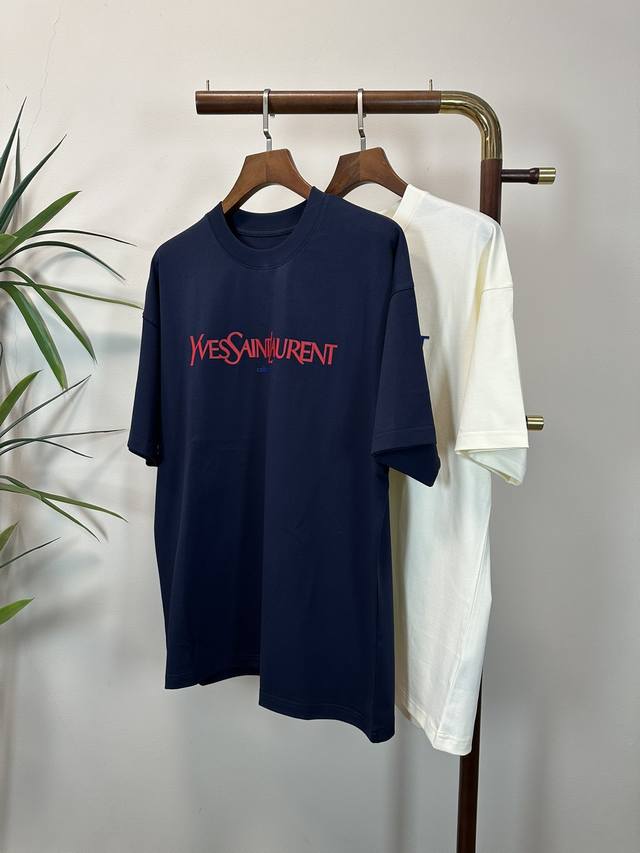 Saint Laurent 2025 New Round Neck Short Sleeve T-Shirt High-End Version! Customi