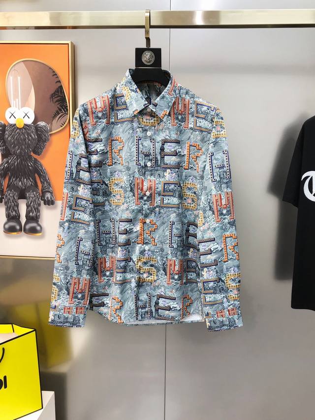 H*Rmes Herm S 2025 Early Spring New Arrival Men's Original Order Casual Long-Sle
