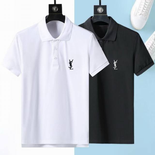 Saint Laurent Small Embroidery 2025 Summer Men's New Collar Short-Sleeve Polo Sh