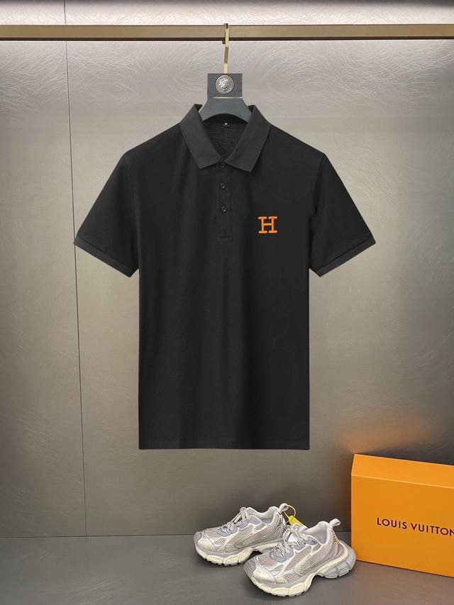 Herm S Small Embroidery 2025 Summer Men's New Collar Short-Sleeve Polo Shirt, Cu