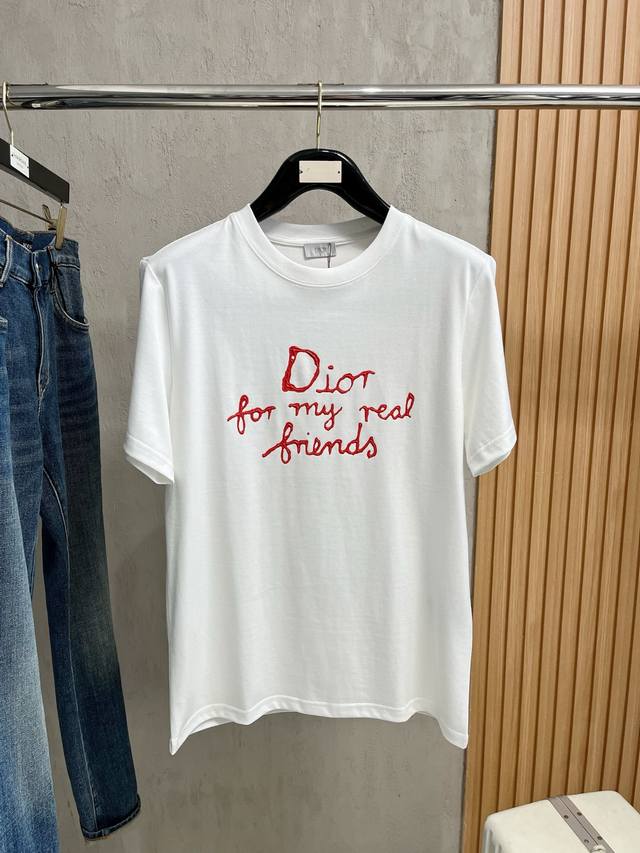 Dior 2025 Spring/Summer New Arrival Letter Logo Round Neck Short-Sleeve T-Shirt,