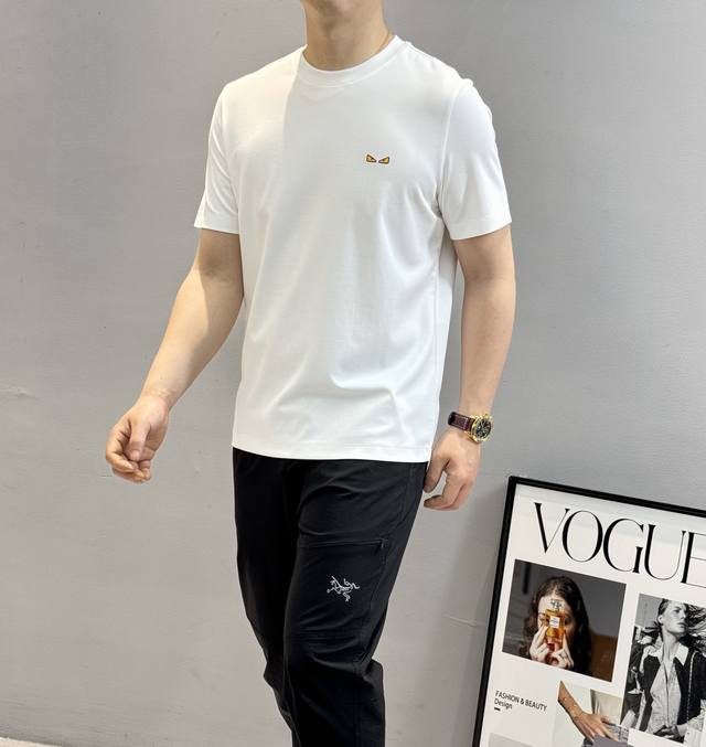 Top And Pants Fend*I Fendi 2025 Spring/Summer New Round Neck Short-Sleeve Shirt.