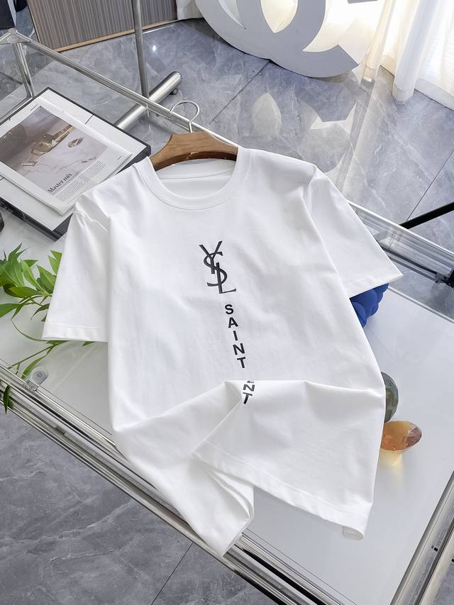Saint Laurent, Complete With Three Labels. 2025 Summer New Arrival Short-Sleeve