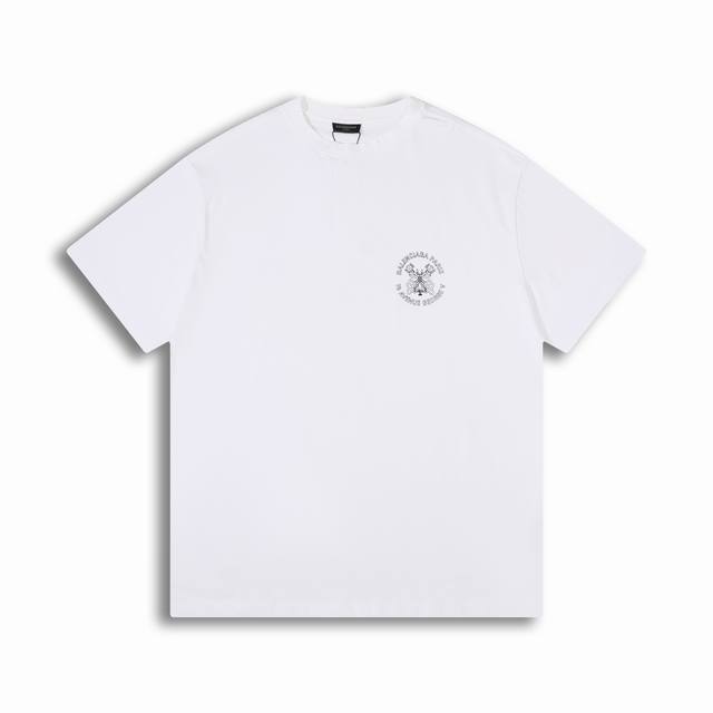 Correct Version High-Quality Blcg Parisian New 25Ss Scissors Slogan Short-Sleeve