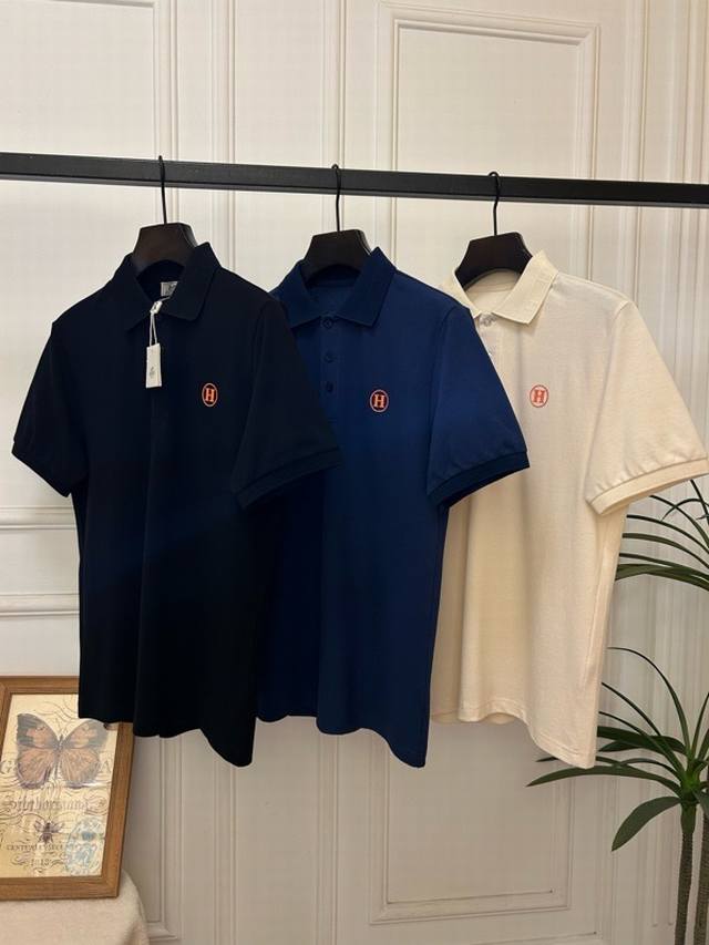 New Hermes Ss Spring/Summer New Arrival, Men's High-End Business Casual Polo Shi