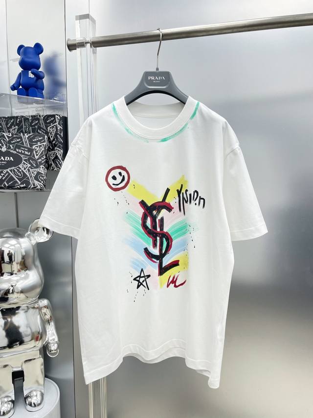 Ysl Saint Laurent High-Density 2025 Summer New Arrival Hand-Painted Graffiti Let