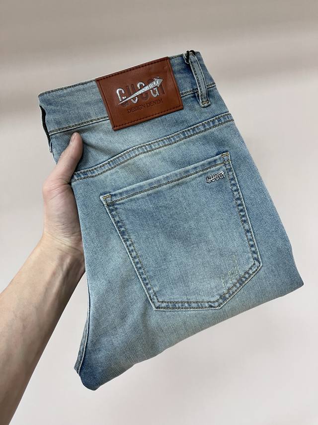 Gucci Exclusive New Arrival Gucci Men's Fashion Casual Denim Pants, High-End Eur