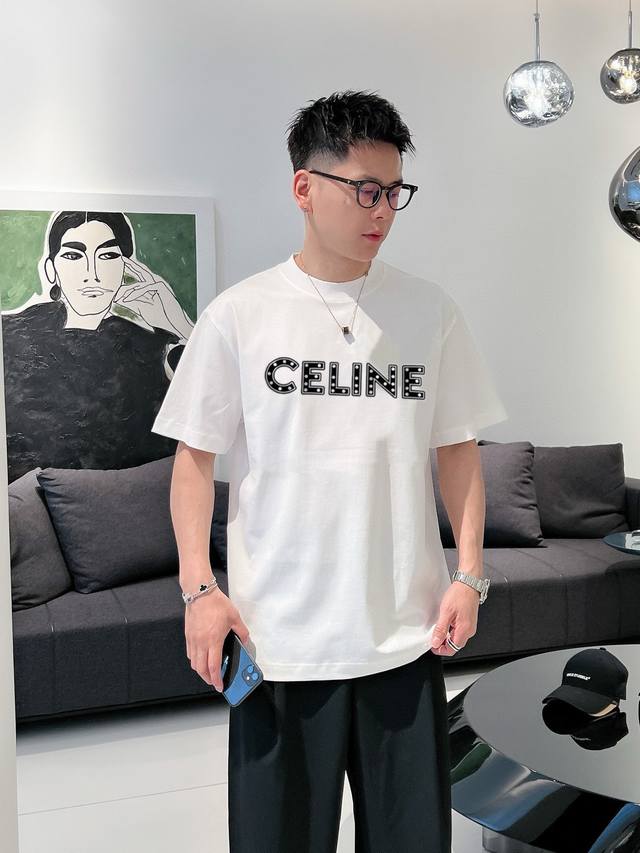 Celine 2025 Spring/Summer New Arrival, Three Labels Complete, Round Neck Silk-Fi