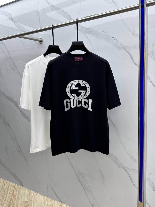 Gucci 2025 Fw Spring/Summer New Arrival Round Neck Base Layer T-Shirt, 3D Logo R