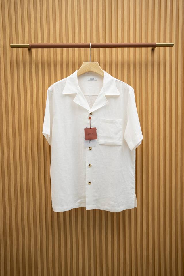 L Ss Linen Short-Sleeve Shirt 100% Premium Linen Fabric Classic Casual Style Whi