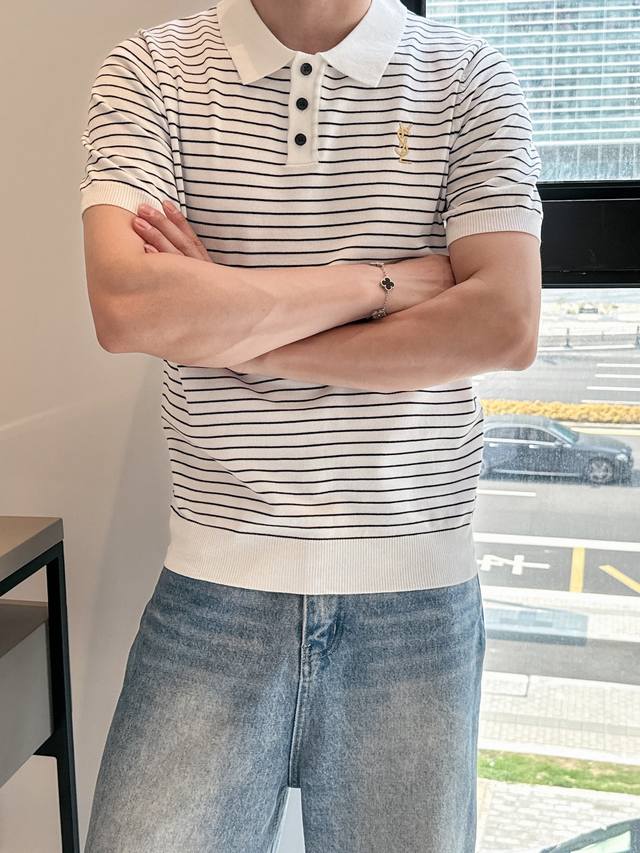 Saint Laurent 2025 New Arrival Short-Sleeve Polo Shirt, Stylish And Fashionable,