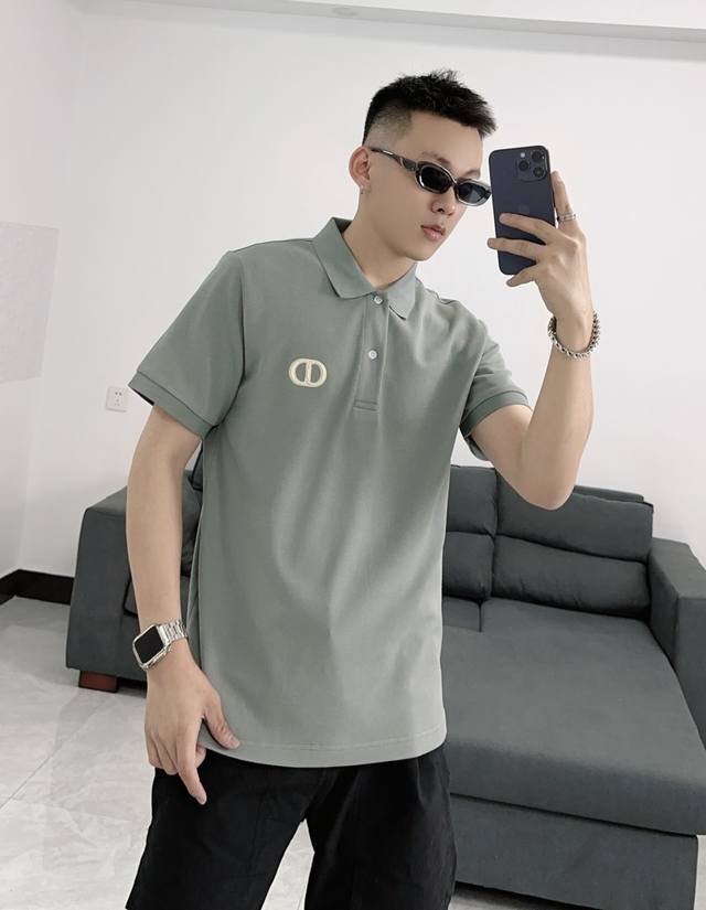 Dior Summer New Arrival Cd Letter Embroidered Logo 100% Cotton Short-Sleeve Men'