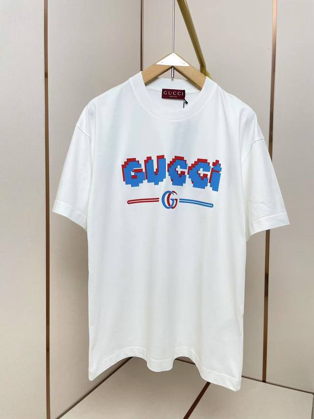 Gucci New Overlapping Letter T-Shirt With Double G Logo, Full Silicone Print, Pr