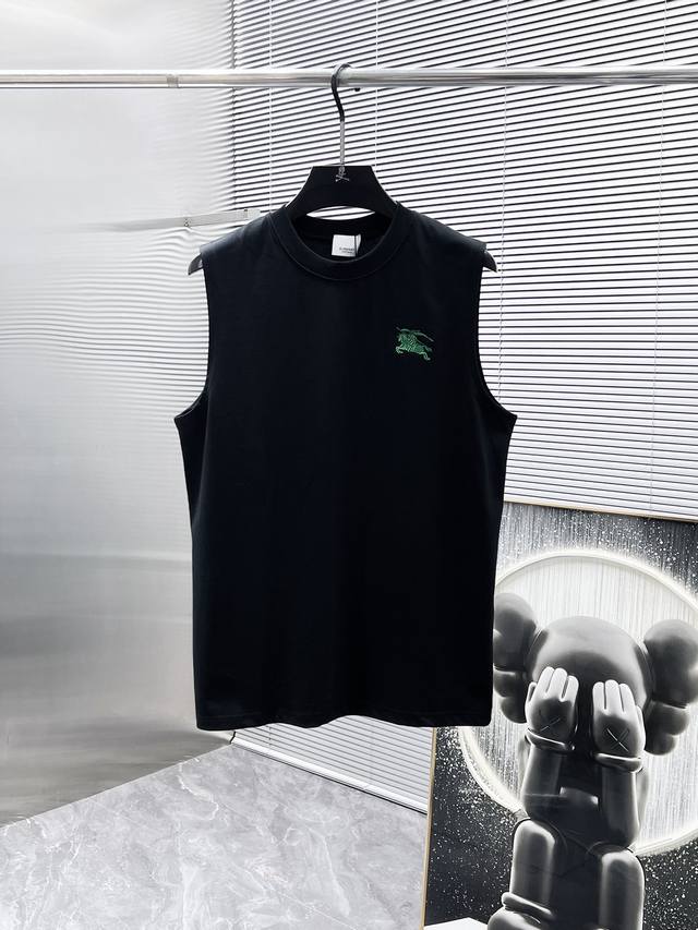 Burberry 2025 New Round Neck Tank Top T-Shirt, High-End Version! Custom-Made Fab
