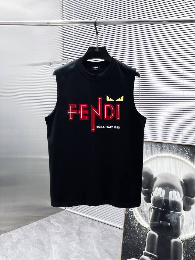 Fendi 2025 New Round Neck Tank Top T-Shirt, High-End Version! Custom-Made Fabric