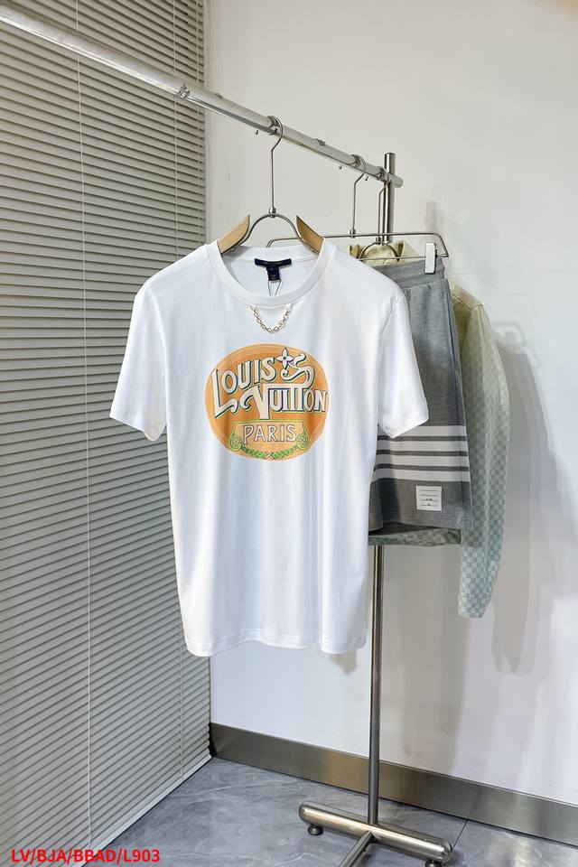 L903 Lv Louis Vuitton 25Ss New Round Neck Printed Chain Short-Sleeve T-Shirt Cra