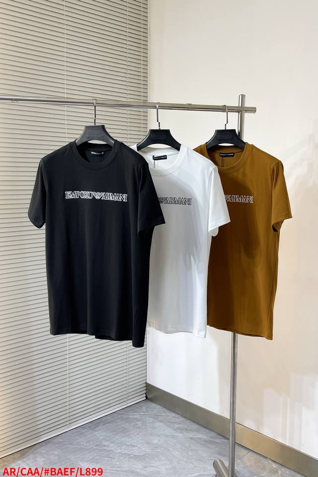 L899 Ar Armani 2025 Spring/Summer New Arrival Letter Logo Round Neck Short Sleev