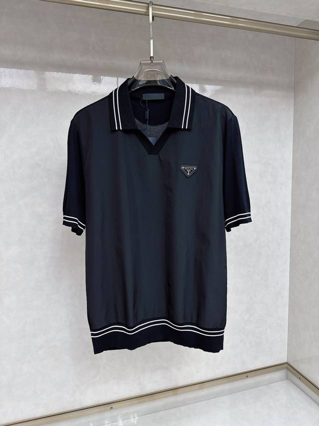 Prada 2025Ss New Spring/Summer Short-Sleeve Collar T-Shirt Polo, Highest Version