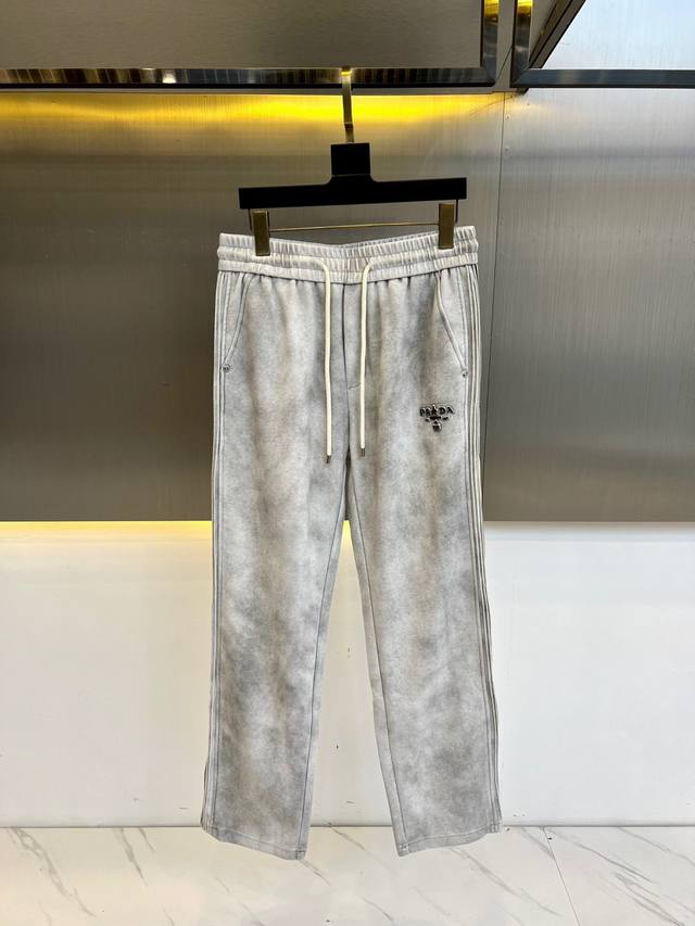 Prada, 25 New Men's Loose Straight-Leg Parisian Dirty-Washed Straight-Leg Pants.