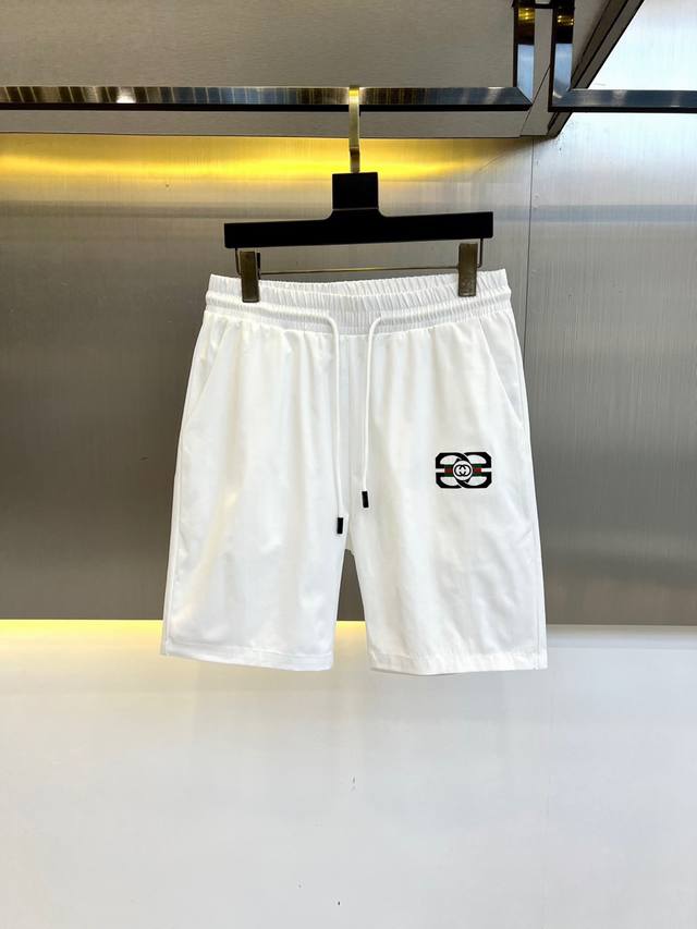 Gucci, 25S New Summer Casual Shorts! Drawstring Embroidered Logo Design. Simple
