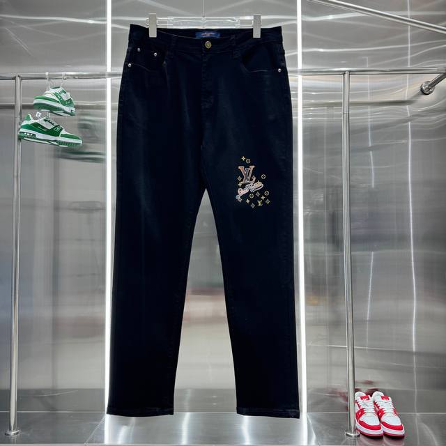 Flv & Louis Vuitton Classic Printed Logo Denim Pants. Latest Release, Authentic
