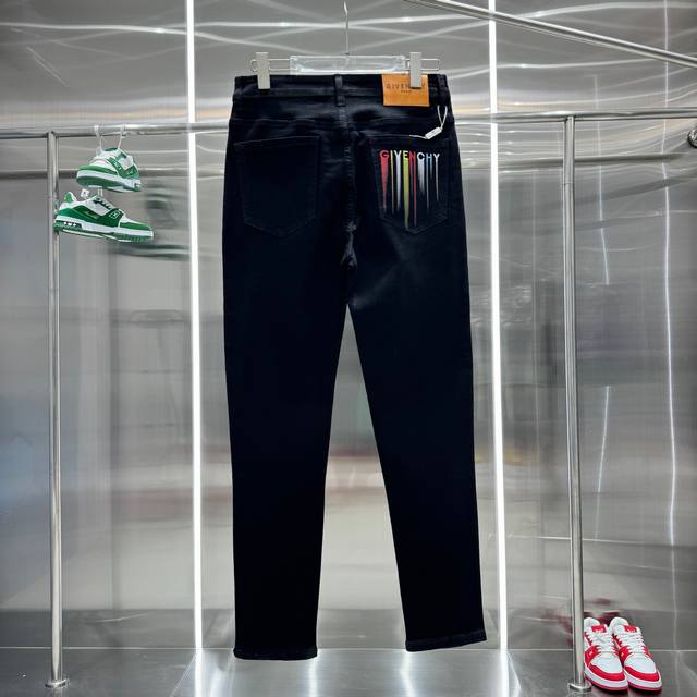 Givenchy Gvc Casual Straight-Leg Denim Pants With Black Letter Logo, Exuding Sop