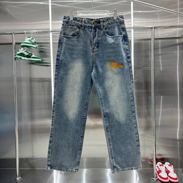 Lv & Louis Vuitton Classic Embroidered Logo Denim Pants - New Arrival, Authentic