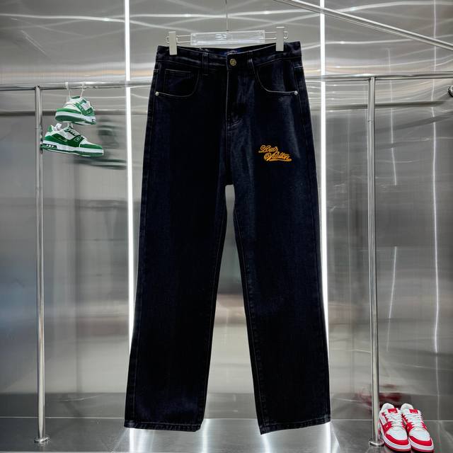 Lv & Louis Vuitton Classic Embroidered Logo Denim Pants - New Arrival, Authentic