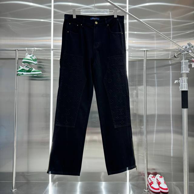 Louis Vuitton White Embossed Denim Pants Workwear Pants Made From Densely Woven
