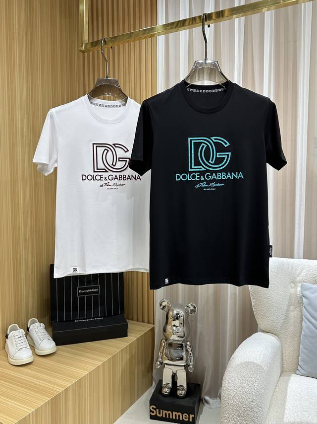 Dolce & Gabbana 2025 Spring/Summer Latest Men's Silk Round-Neck Short-Sleeve T-S