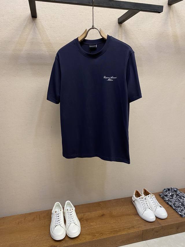 Eemporio Armani Armani 2025Ss New Letter Embroidered Round Neck Short-Sleeve Shi