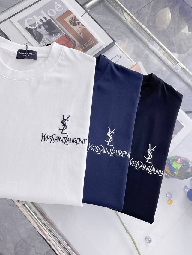 Ysl Saint Laurent 2025 Ss Spring/Summer New Arrival Round Neck Fashion Short-Sle