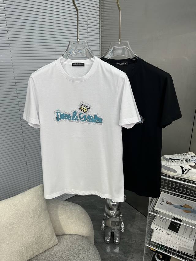 Dg 2025 Ss Spring/Summer High-Quality Silk-Finished Cotton Short-Sleeve T-Shirt,