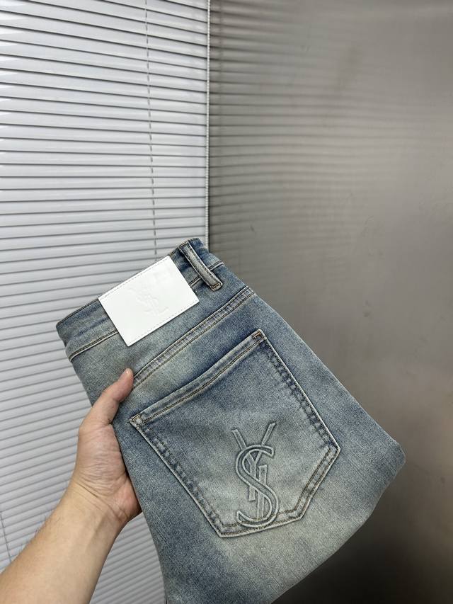 Ysl Saint Laurent 2025 New Men's Denim Shorts. Comfortable And Elastic Fabric. E
