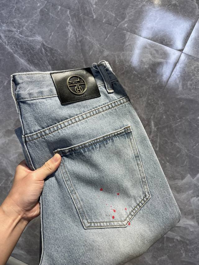 Herm S 2025 Ss New Original Design Best-Selling Jeans, Straight-Leg Relaxed Fit,