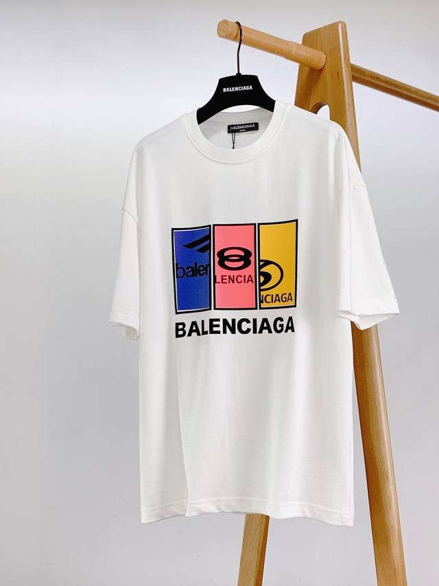 Balenciaga 2025 Ss Spring/Summer New Arrival Velvet Embossed Letter Logo T-Shirt
